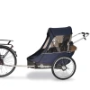 Przyczepka rowerowa 3w1 Wike Premium Double granatowo - brązowa