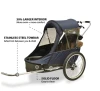 Przyczepka rowerowa 3w1 Wike Premium Double granatowo - brązowa
