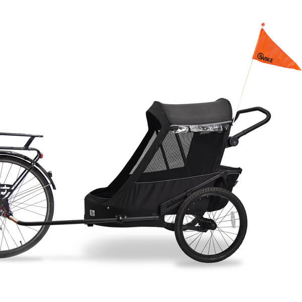 Przyczepka rowerowa 3w1 Wike Premium Double z amortyzacją czarna